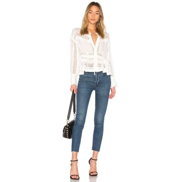 IRO White Keola sheer panelled lace button up Blouse size 40 - Picture 14 of 14